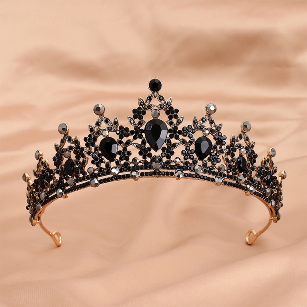 Black tiara crown crystal wedding headdress headpiece birthday gift prom